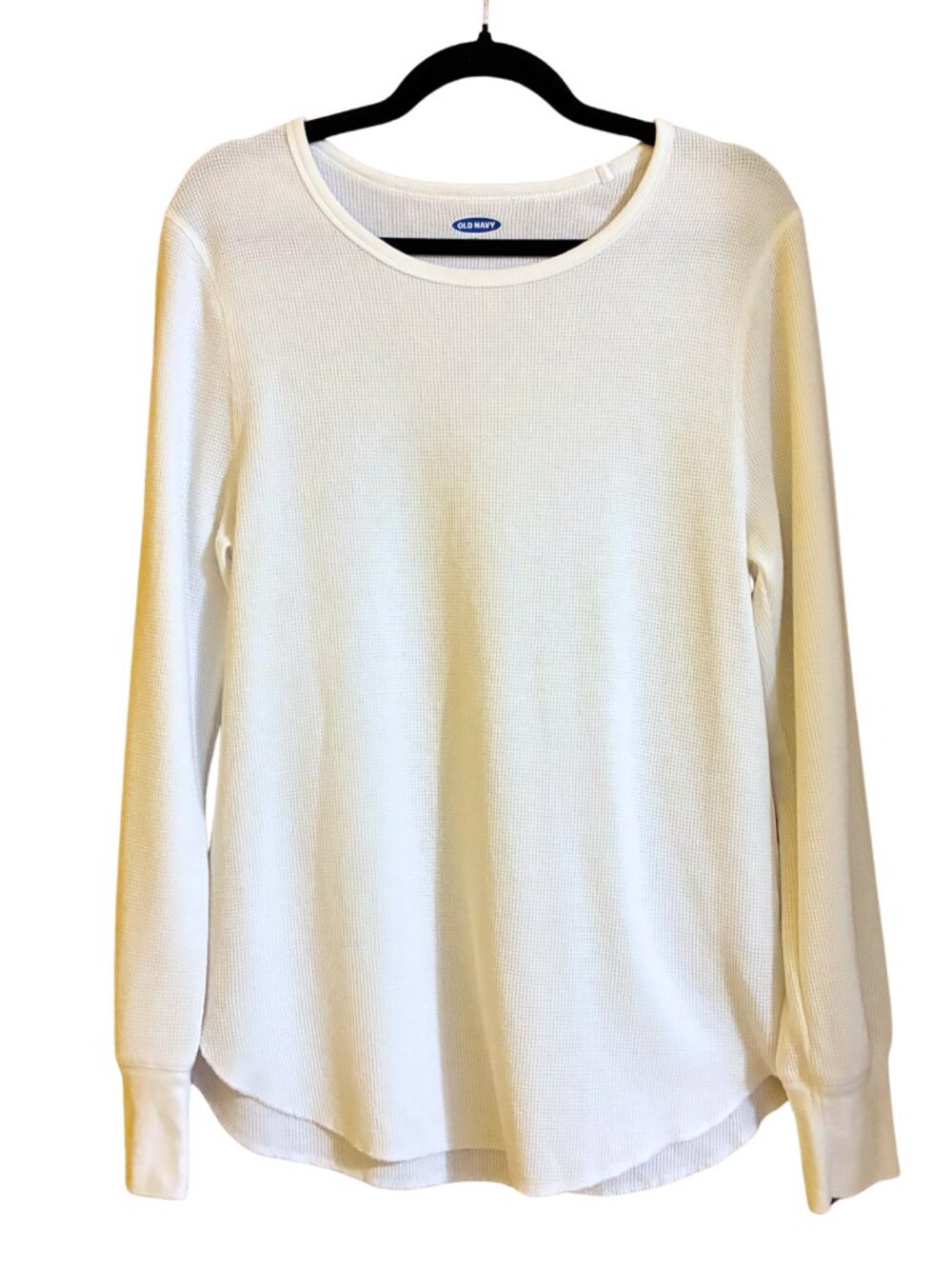 Old Navy Women's Ivory Long Sleeve Waffle Knit Thermal Top Size XL Fall Layering